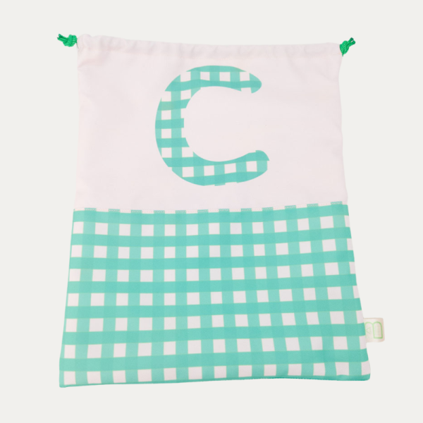 Bolsa de lona fina -  vichy verde menta